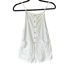 Billabong‎ White Chambray Button Front Romper Small Juniors Fit